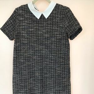 Tweed collared shift dress